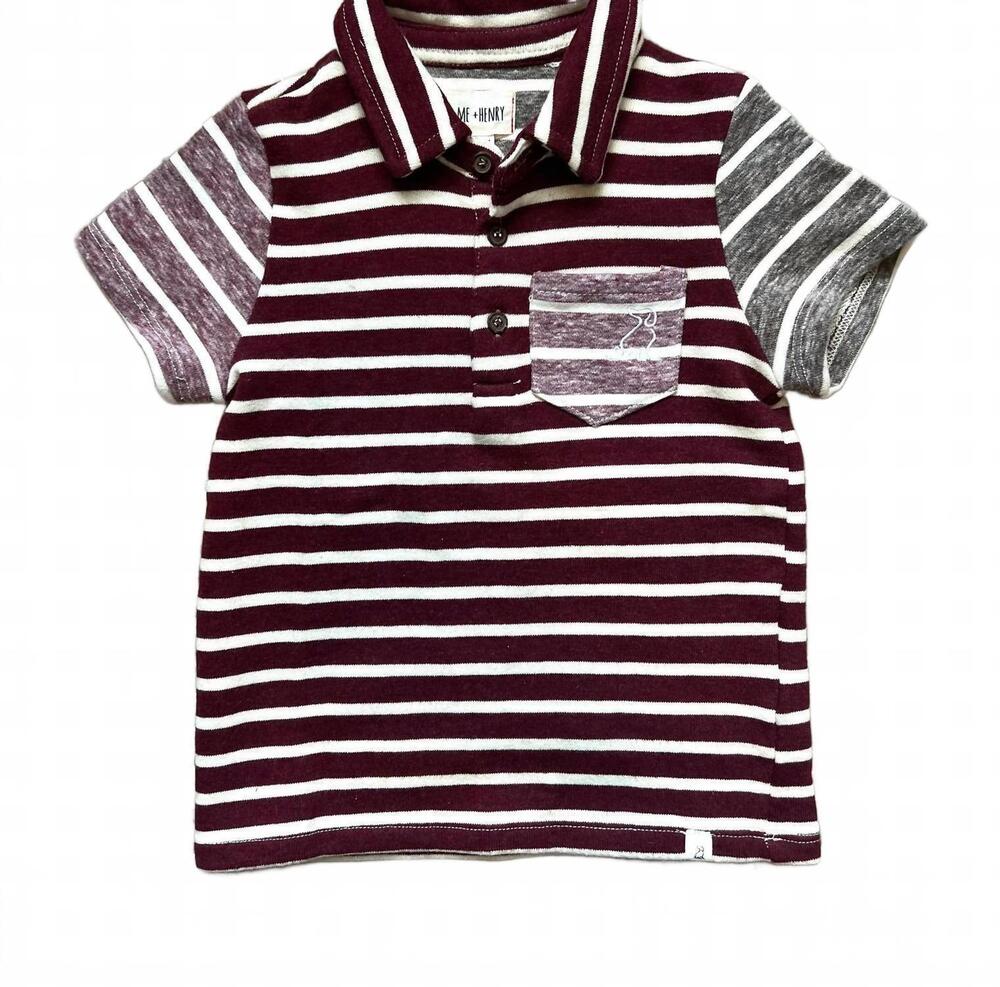 NEW ME & HENRY boy's stripe polo in burgundy